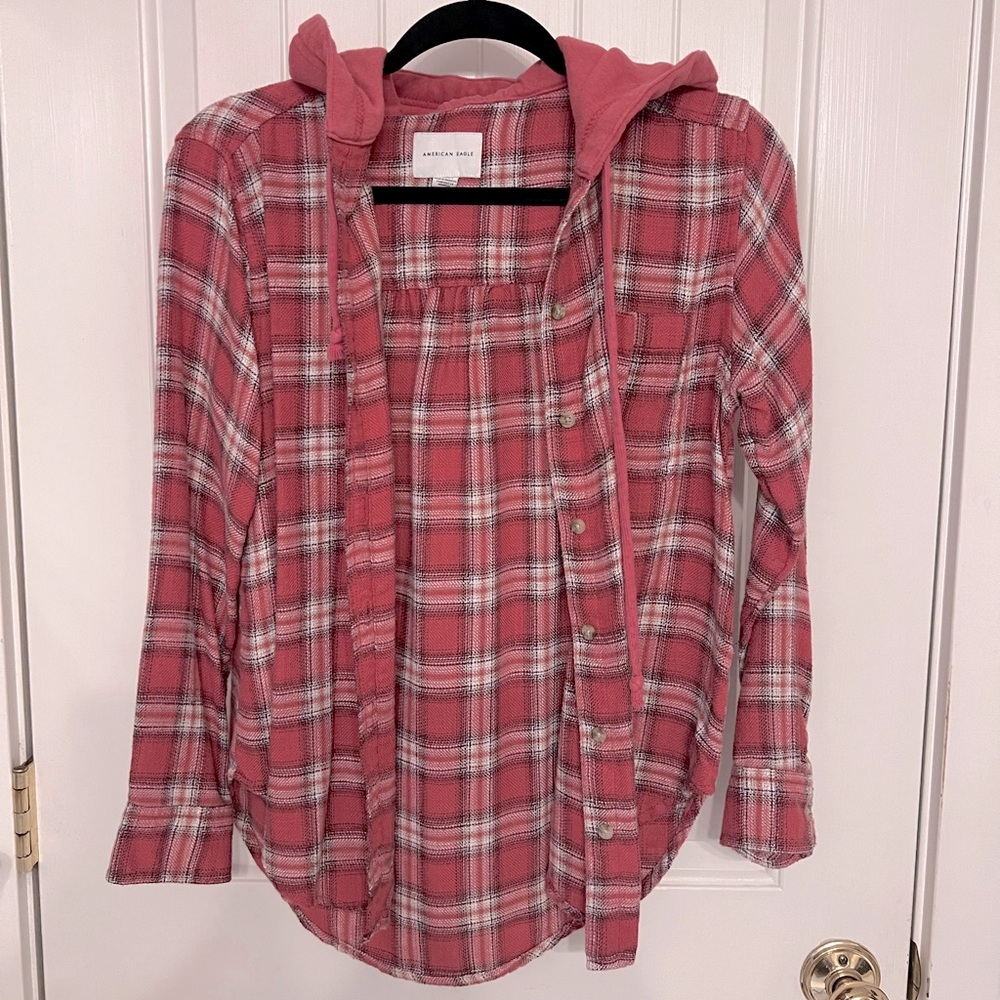 XXS American Eagle Hooded Flannel